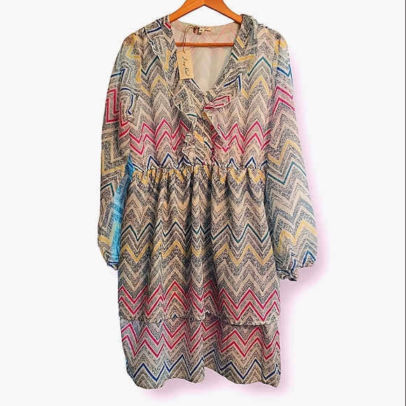 Anthropologie Dresses & Skirts - Anthro Kings Road Dress Extra Large Chevron Print 💕